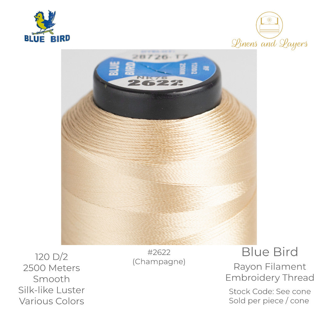 Blue Bird Embroidery Thread (2500 Meters) - 120 D/2 - Viscose Rayon Filament