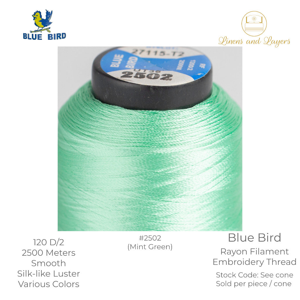 Blue Bird Embroidery Thread (2500 Meters) - 120 D/2 - Viscose Rayon Filament