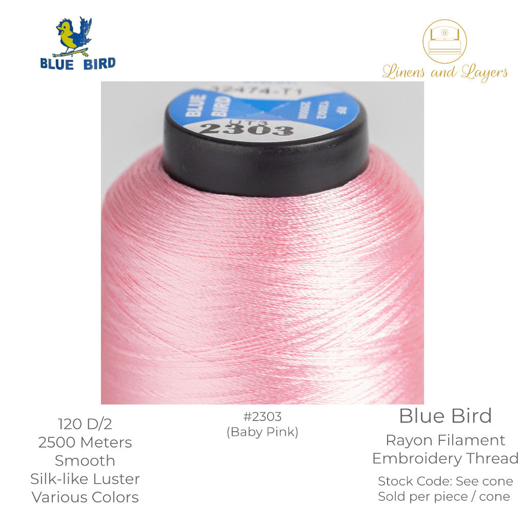 Blue Bird Embroidery Thread (2500 Meters) - 120 D/2 - Viscose Rayon Filament