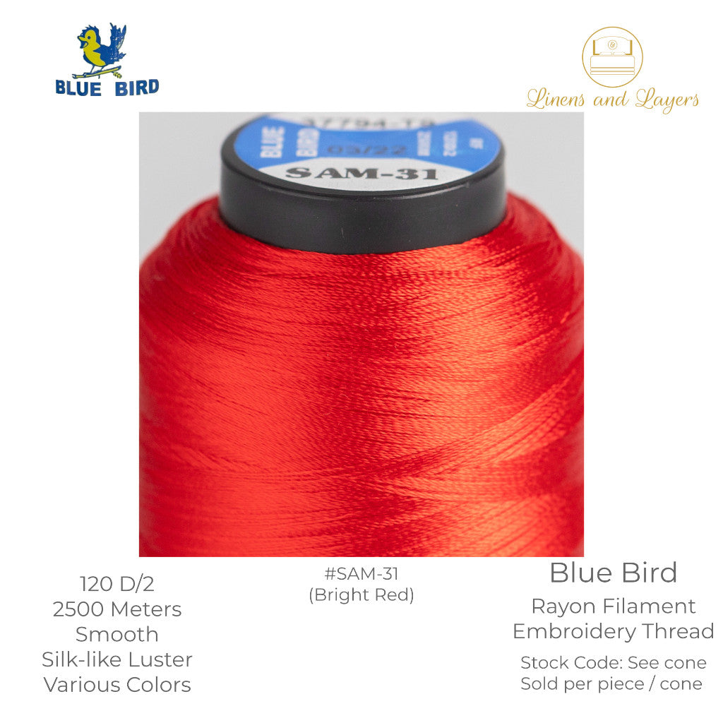 Blue Bird Embroidery Thread (2500 Meters) - 120 D/2 - Viscose Rayon Filament