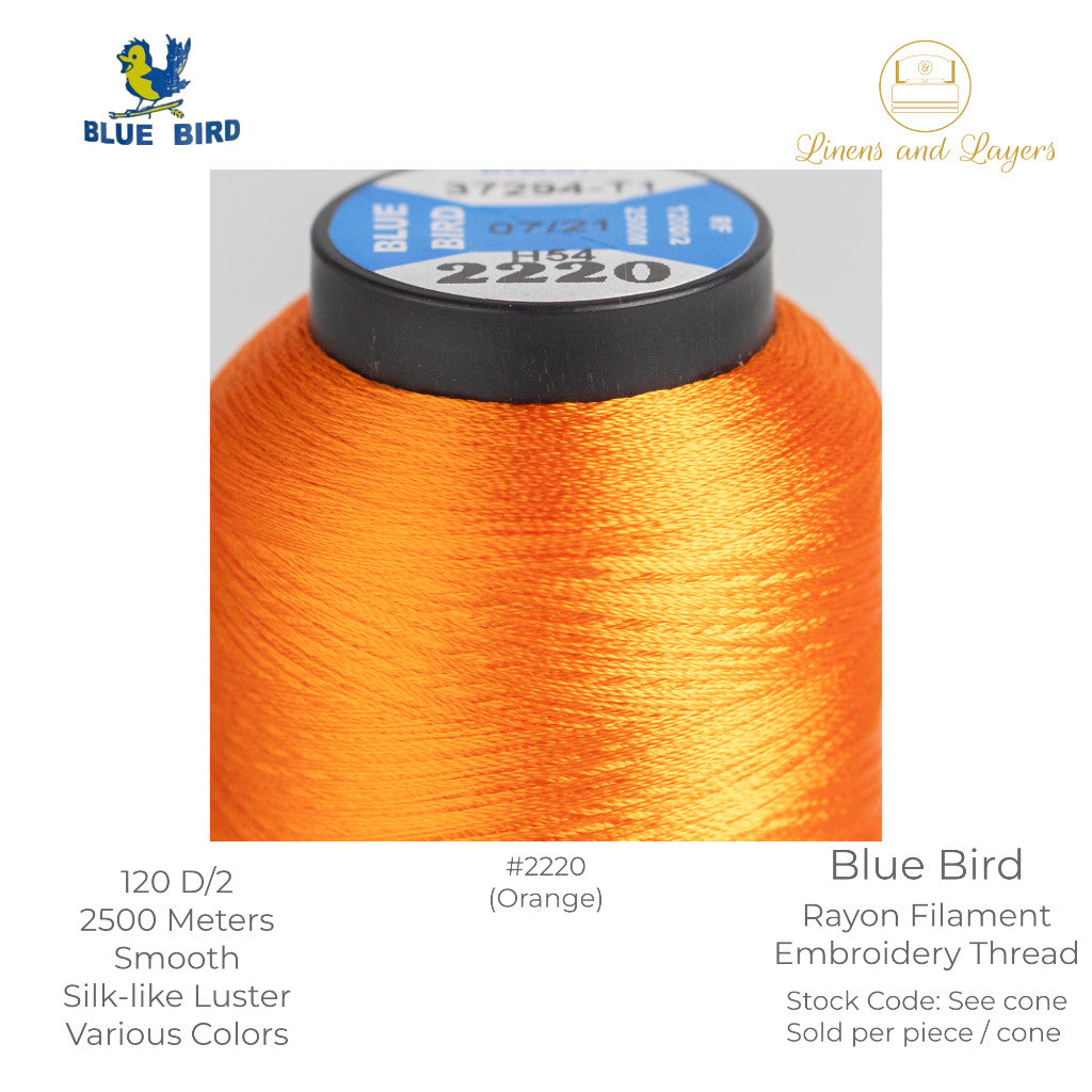 Blue Bird Embroidery Thread (2500 Meters) - 120 D/2 - Viscose Rayon Filament
