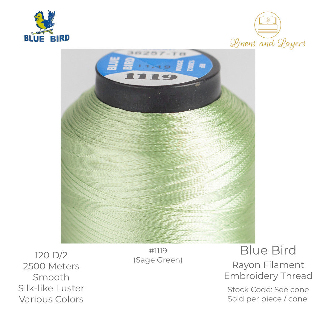 Blue Bird Embroidery Thread (2500 Meters) - 120 D/2 - Viscose Rayon Filament