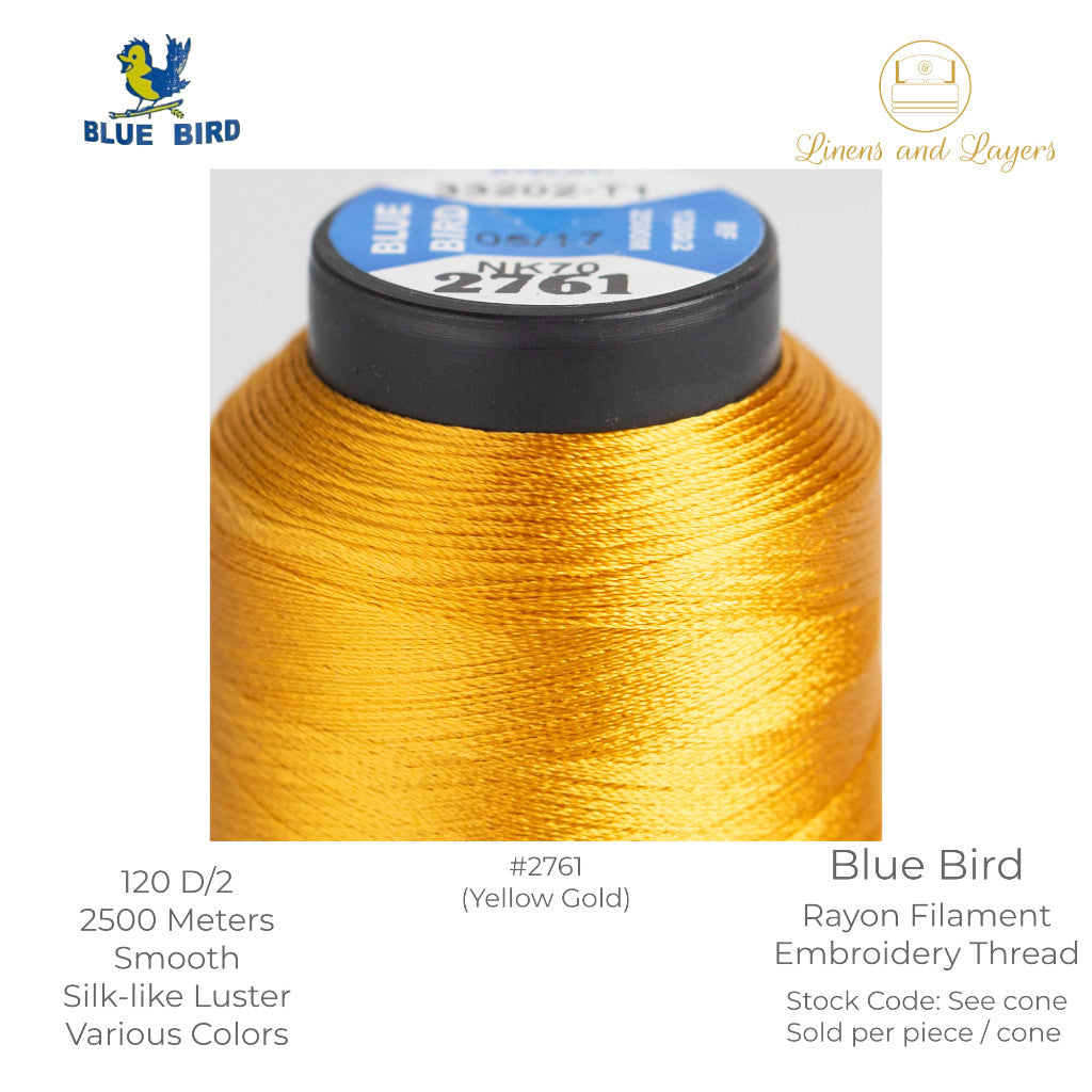 Blue Bird Embroidery Thread (2500 Meters) - 120 D/2 - Viscose Rayon Filament