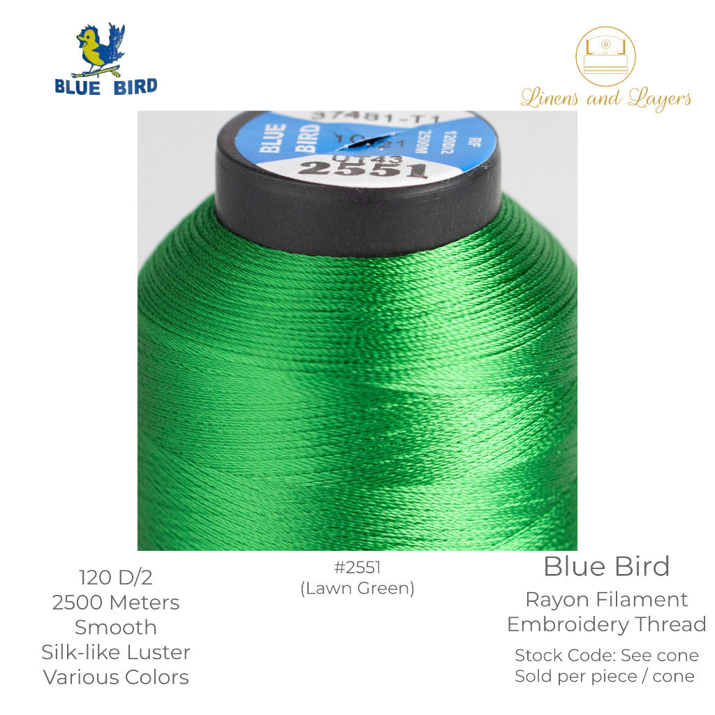 Blue Bird Embroidery Thread (2500 Meters) - 120 D/2 - Viscose Rayon Filament