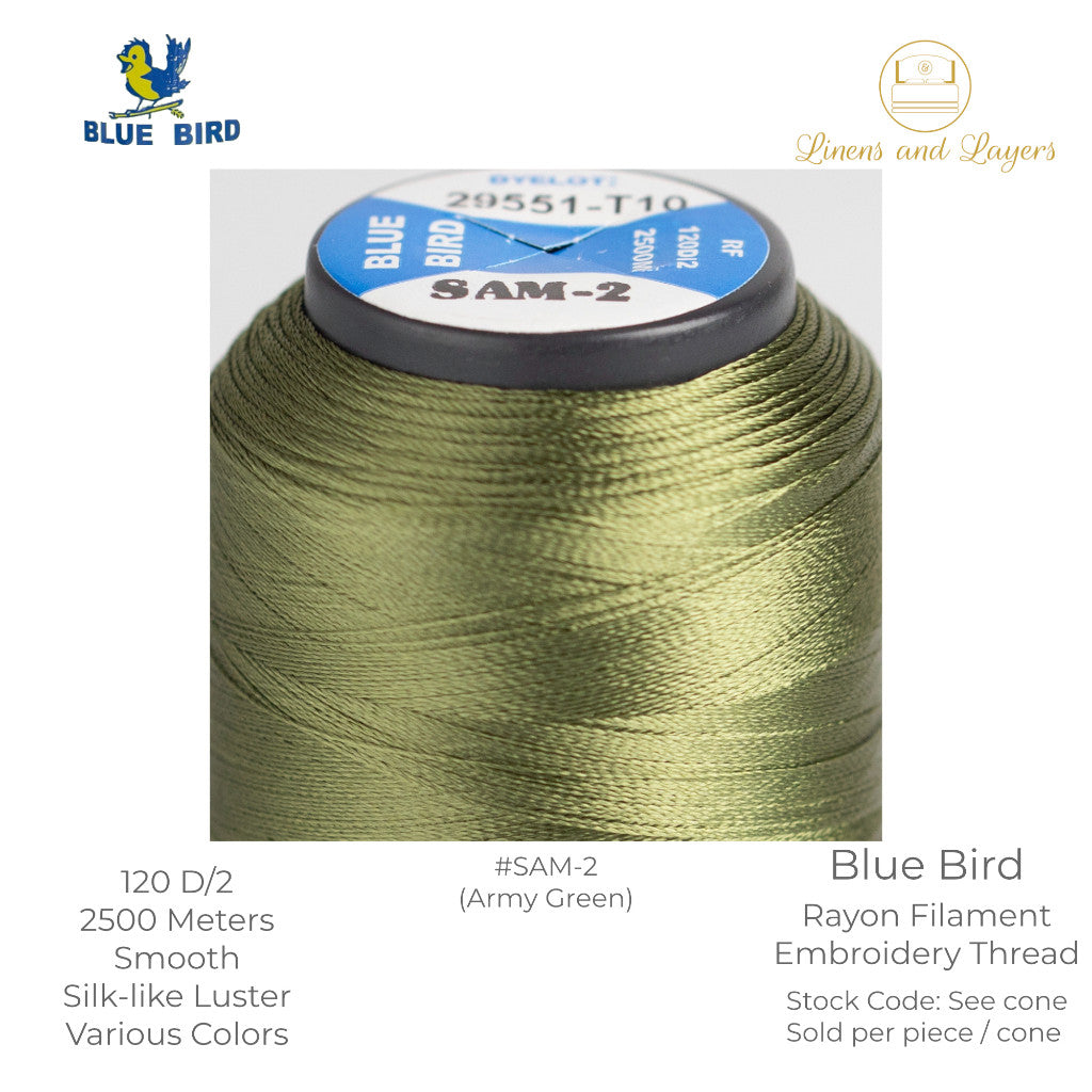 Blue Bird Embroidery Thread (2500 Meters) - 120 D/2 - Viscose Rayon Filament