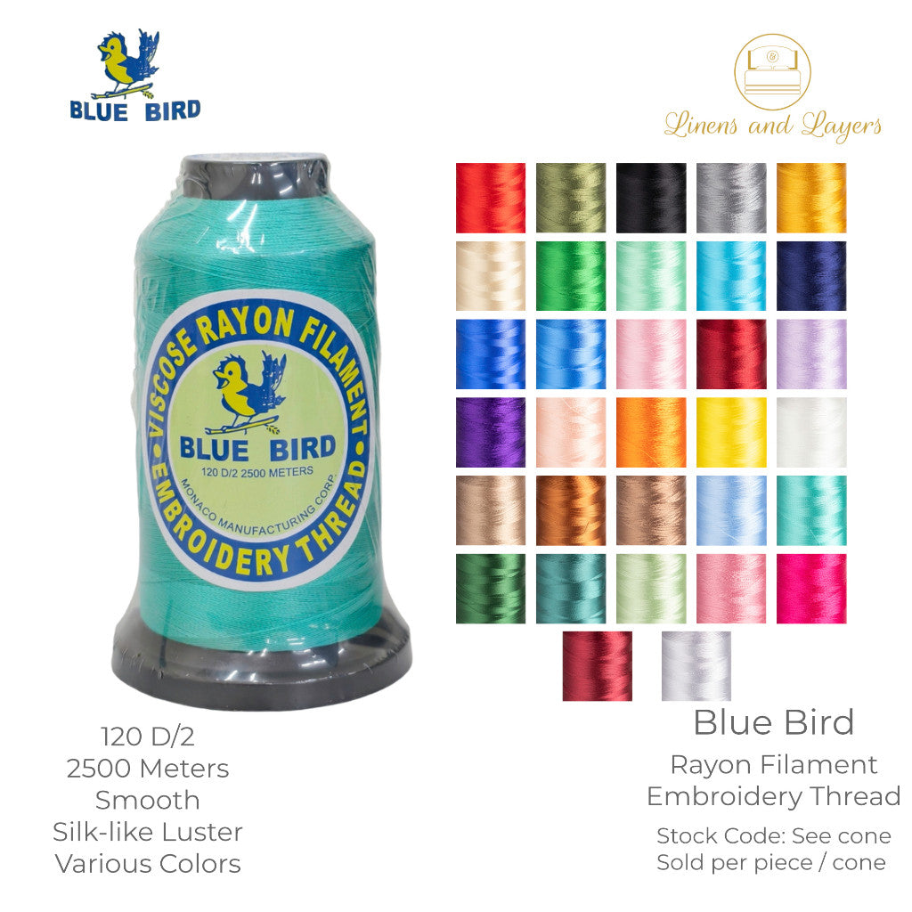 Blue Bird Embroidery Thread (2500 Meters) - 120 D/2 - Viscose Rayon Filament