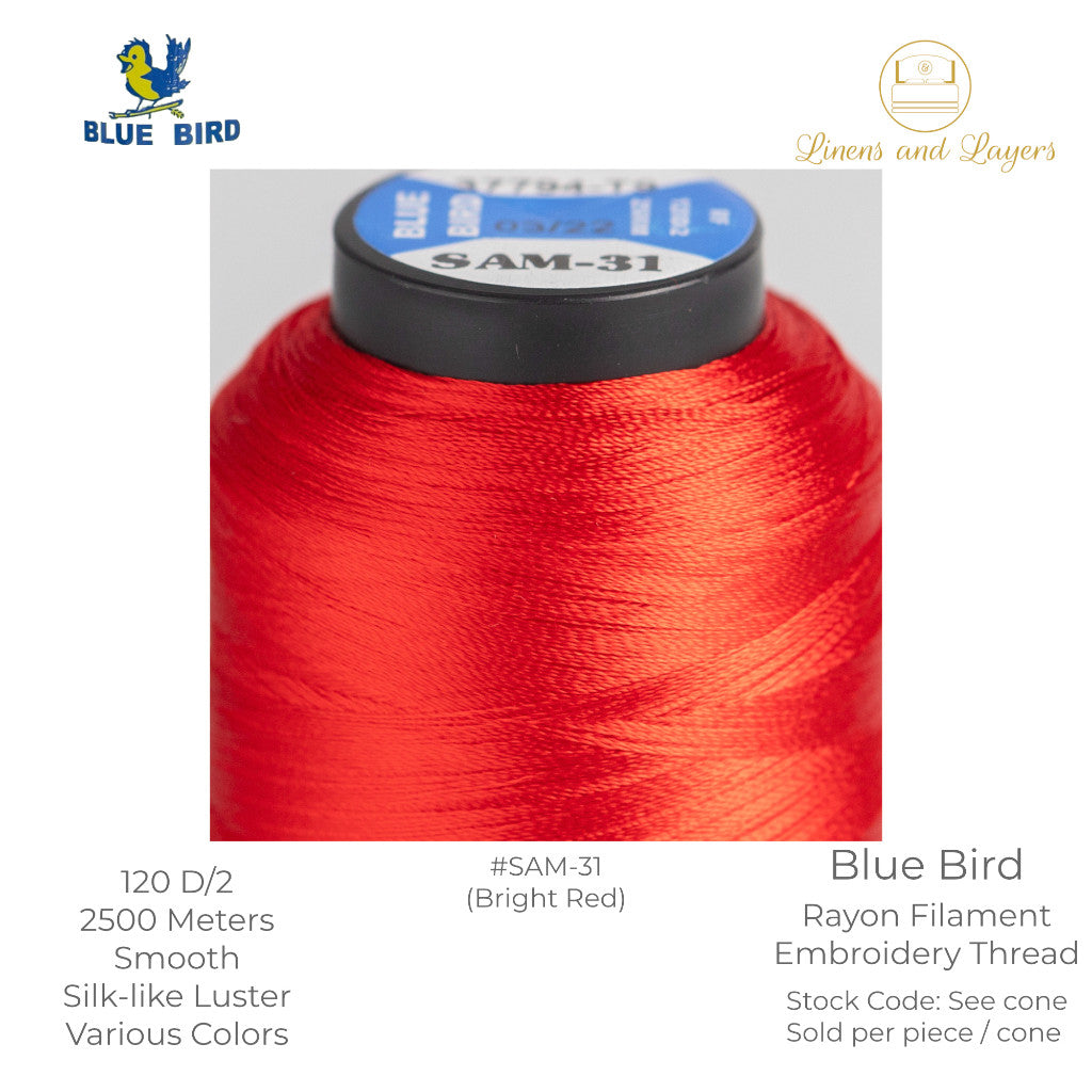 Blue Bird Embroidery Thread (2500 Meters) - 120 D/2 - Viscose Rayon Filament