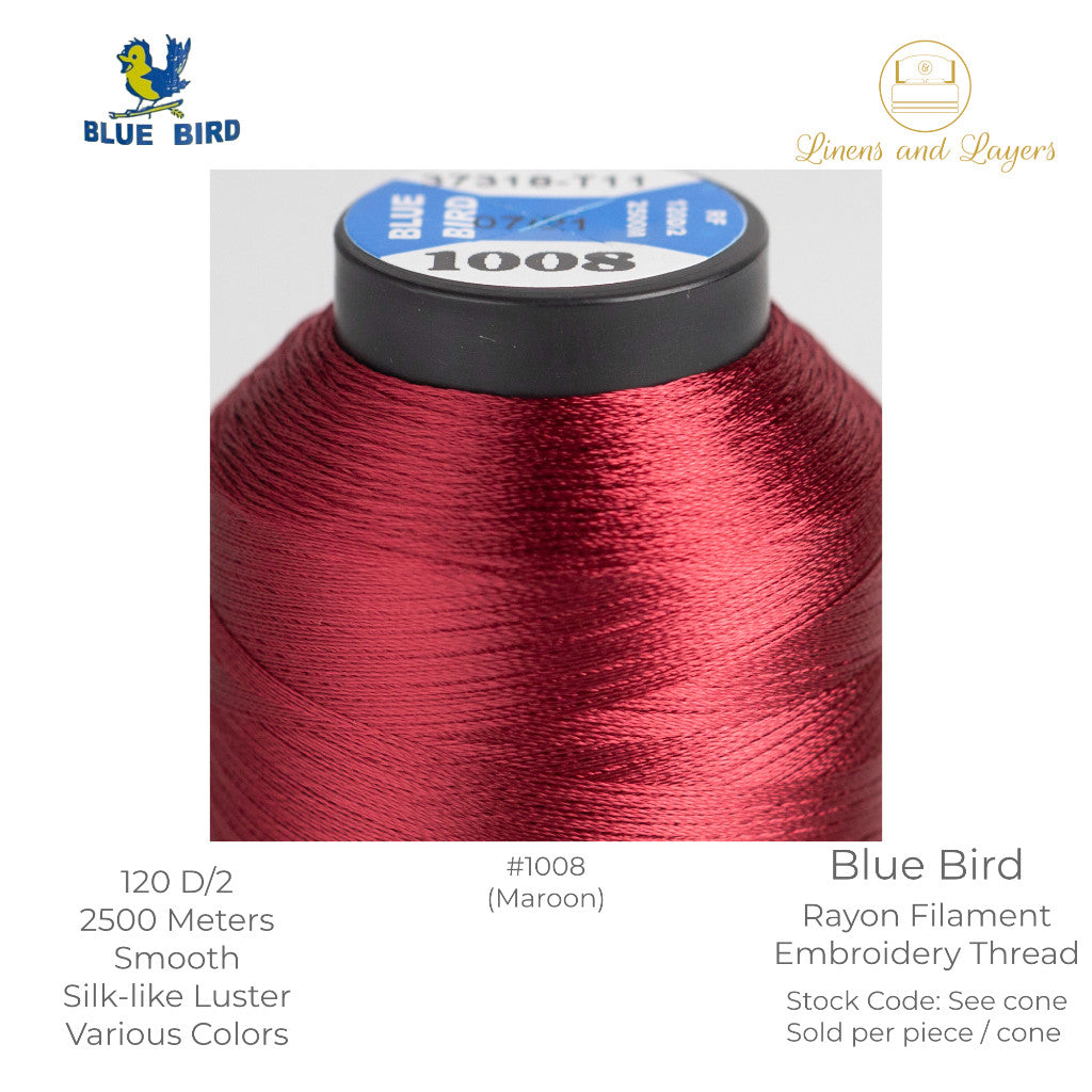 Blue Bird Embroidery Thread (2500 Meters) - 120 D/2 - Viscose Rayon Filament