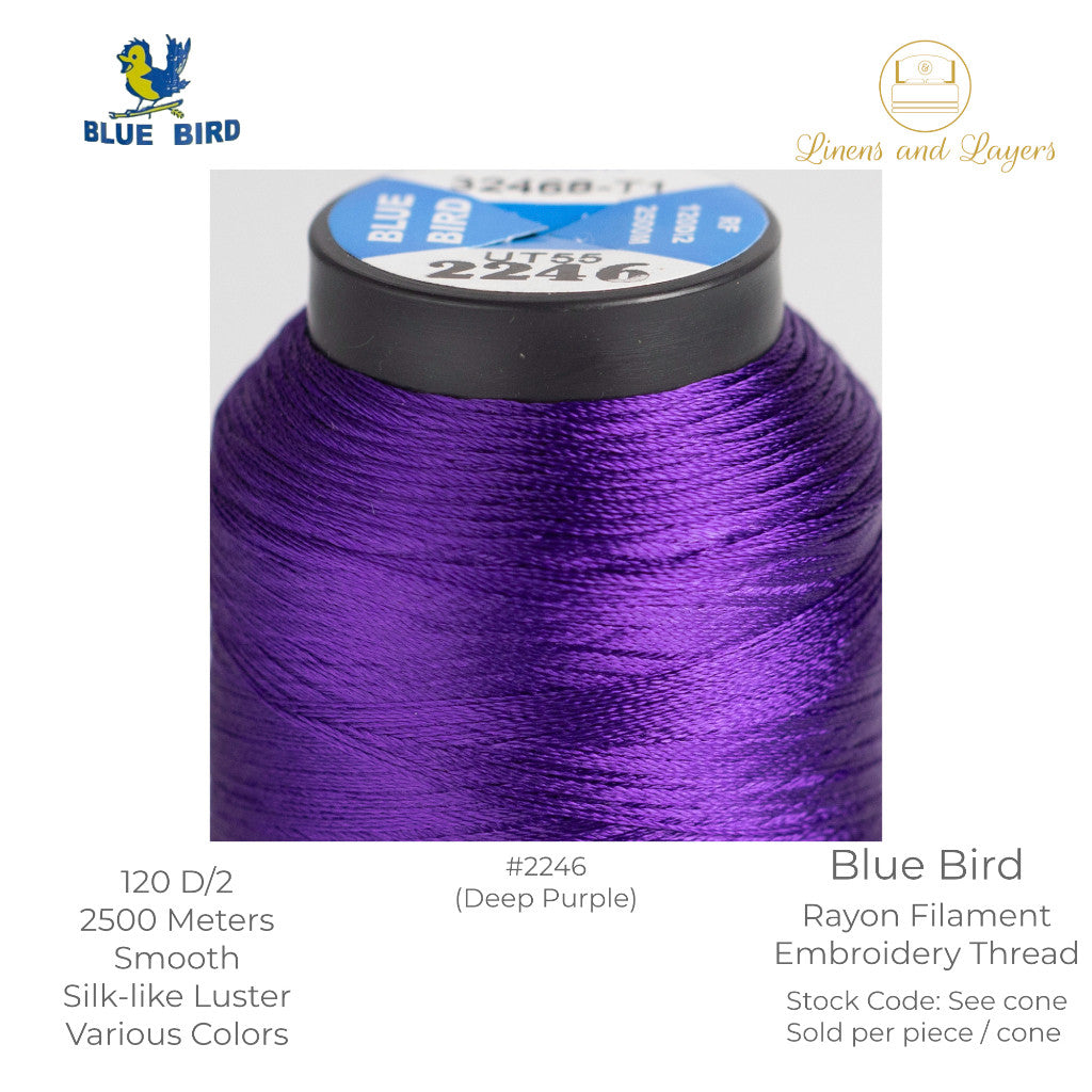 Blue Bird Embroidery Thread (2500 Meters) - 120 D/2 - Viscose Rayon Filament