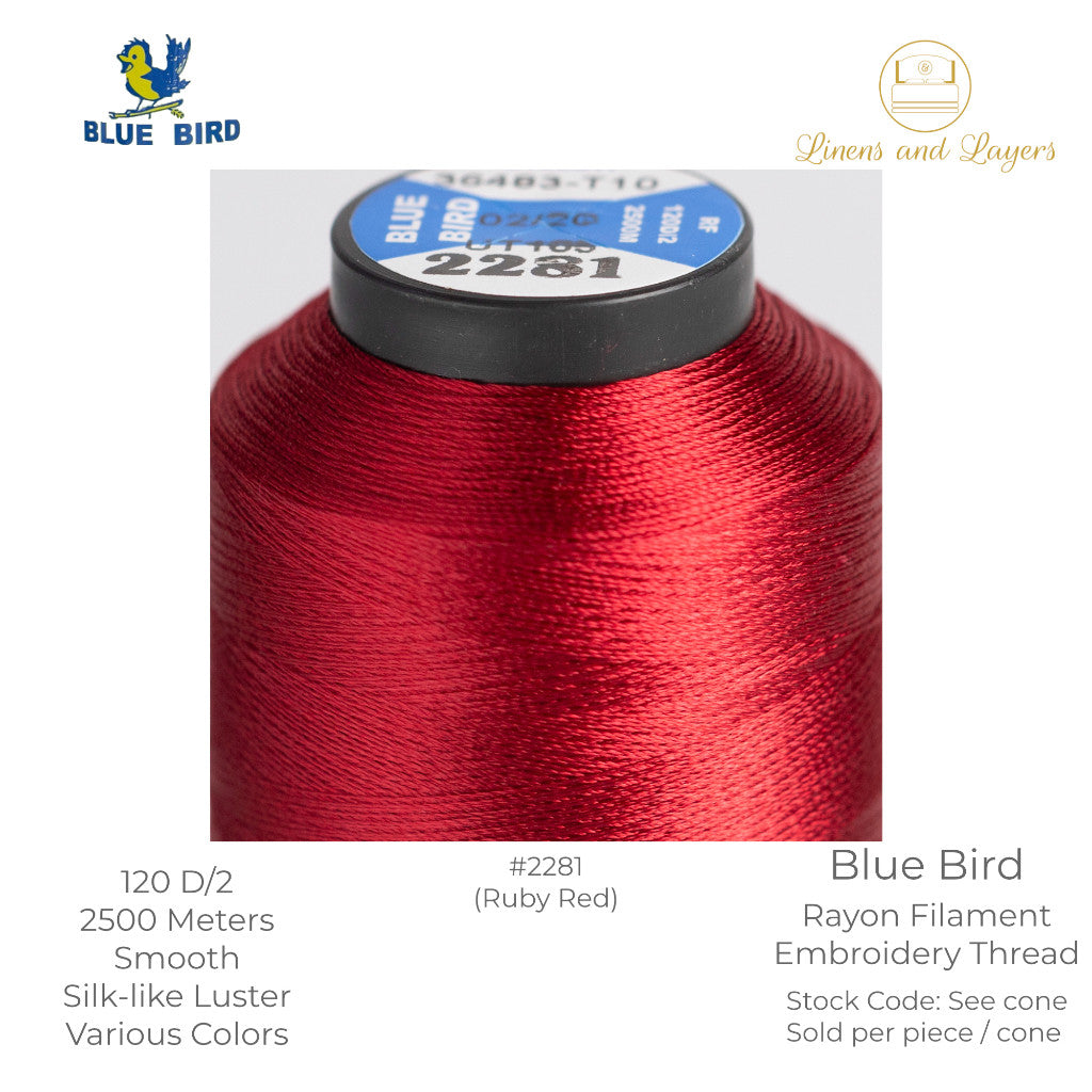 Blue Bird Embroidery Thread (2500 Meters) - 120 D/2 - Viscose Rayon Filament