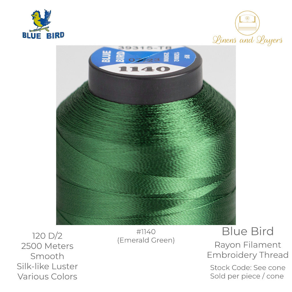 Blue Bird Embroidery Thread (2500 Meters) - 120 D/2 - Viscose Rayon Filament