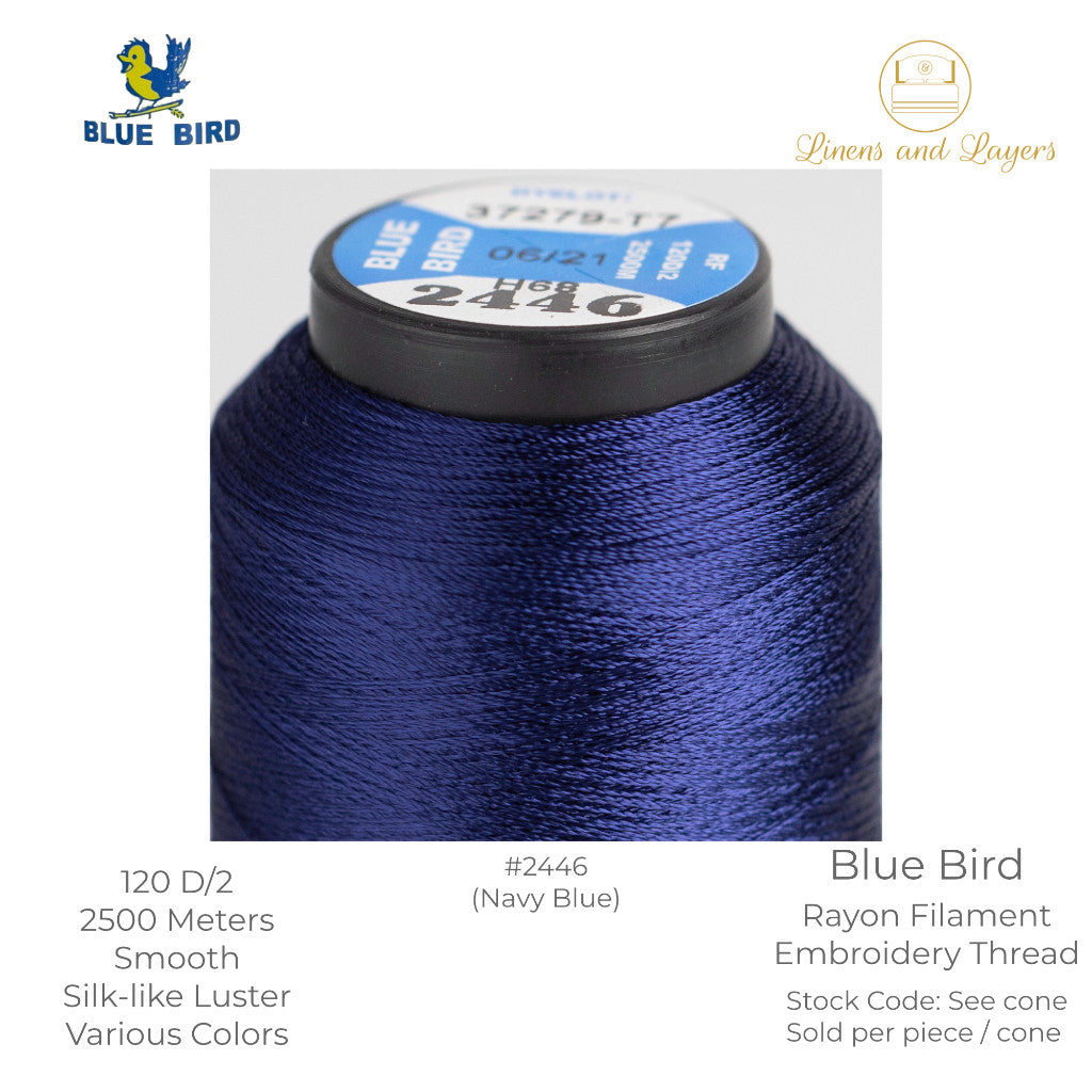 Blue Bird Embroidery Thread (2500 Meters) - 120 D/2 - Viscose Rayon Filament