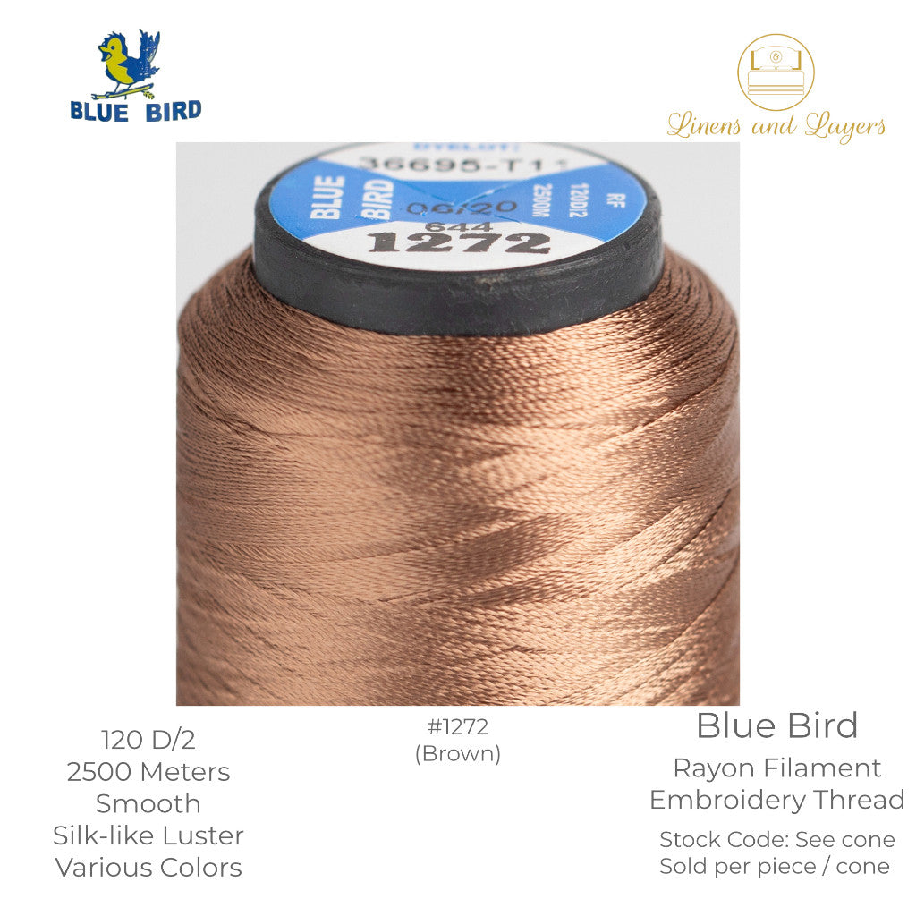 Blue Bird Embroidery Thread (2500 Meters) - 120 D/2 - Viscose Rayon Filament