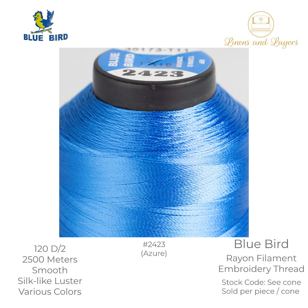 Blue Bird Embroidery Thread (2500 Meters) - 120 D/2 - Viscose Rayon Filament