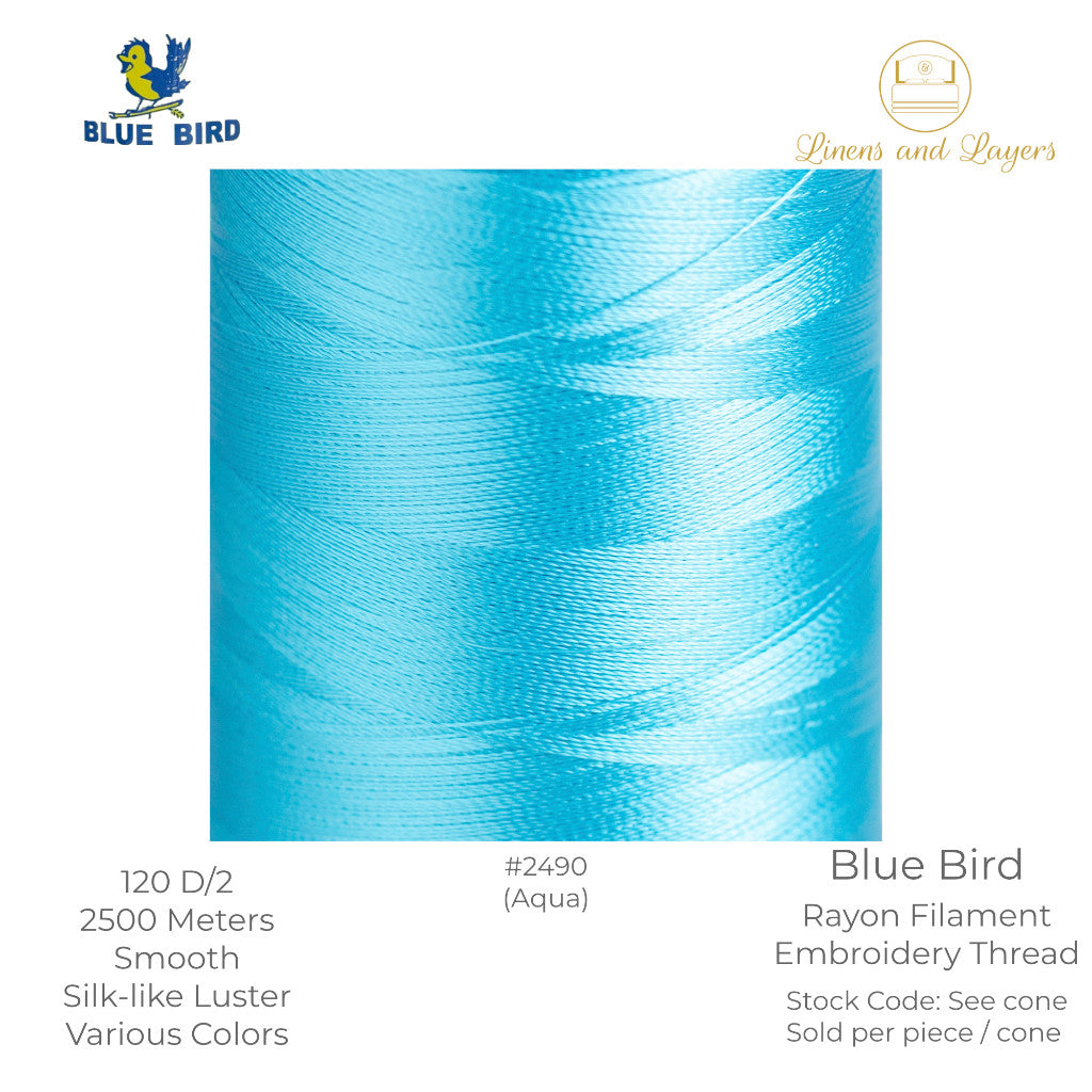 Blue Bird Embroidery Thread (2500 Meters) - 120 D/2 - Viscose Rayon Filament