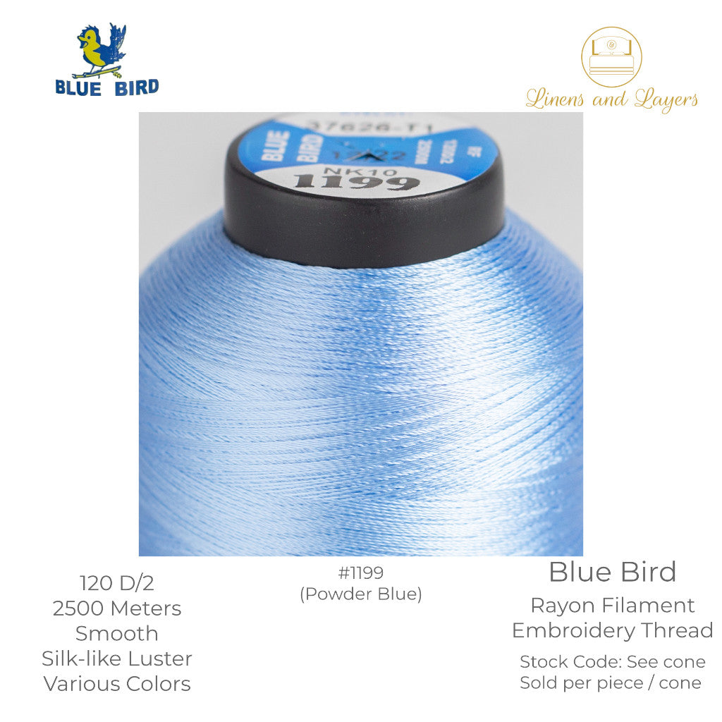 Blue Bird Embroidery Thread (2500 Meters) - 120 D/2 - Viscose Rayon Filament