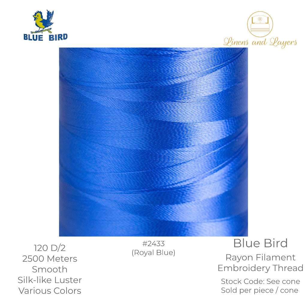 Blue Bird Embroidery Thread (2500 Meters) - 120 D/2 - Viscose Rayon Filament
