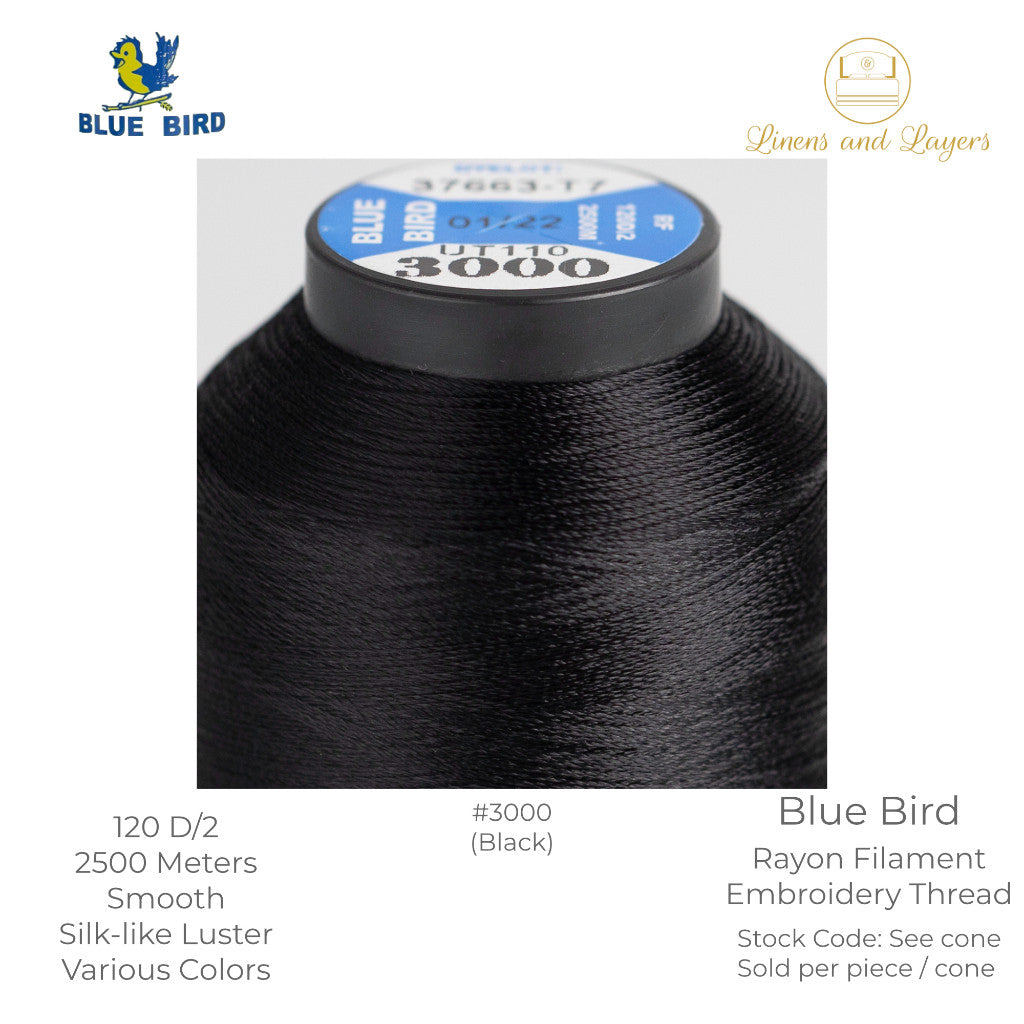Blue Bird Embroidery Thread (2500 Meters) - 120 D/2 - Viscose Rayon Filament