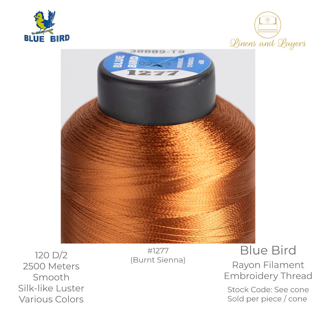 Blue Bird Embroidery Thread (2500 Meters) - 120 D/2 - Viscose Rayon Filament