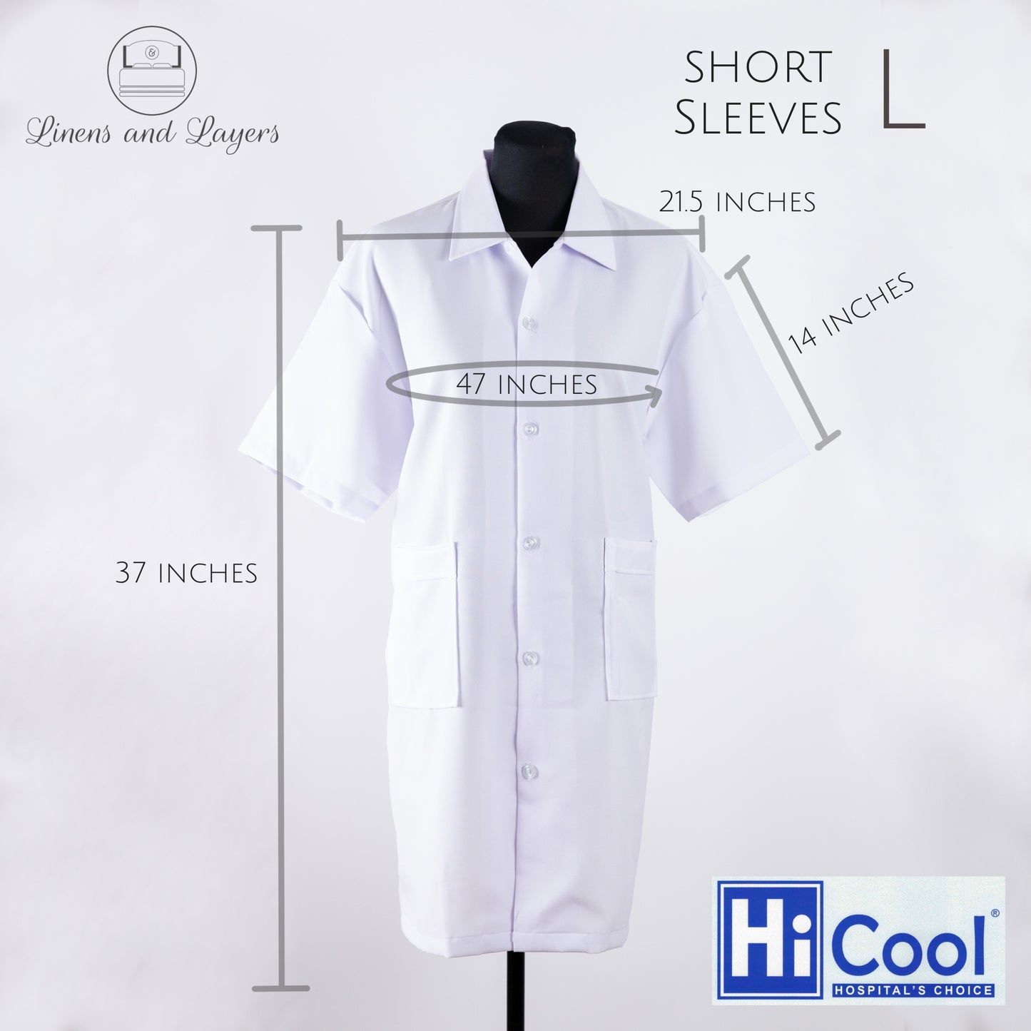 Hi Cool White Unisex Laboratory Coat / Gown for Adult