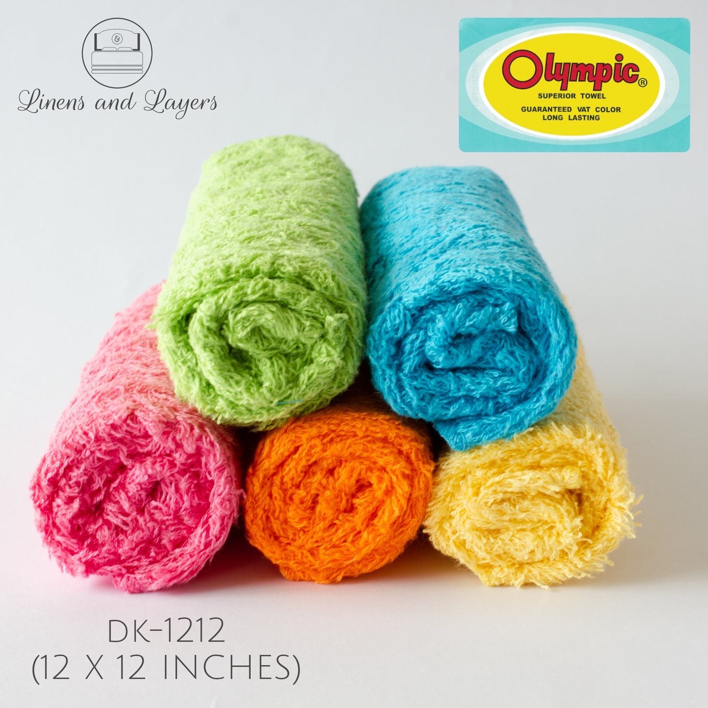 Olympic Face Towel (430 GSM) - DK-1212 Terrycloth - 12x12 inches