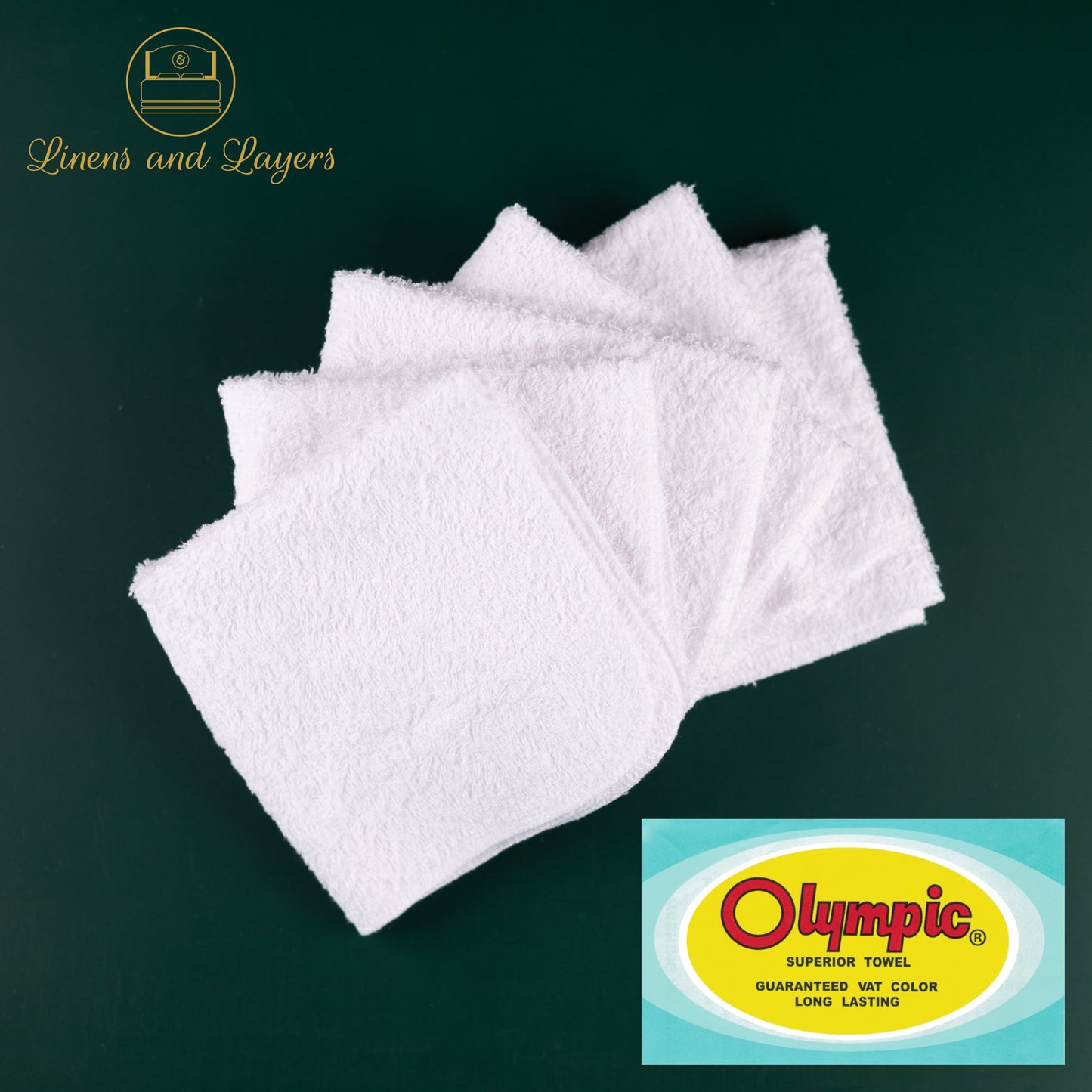 Olympic White Face Towel (430 GSM) - DK-1212 Terrycloth - 12x12 inches