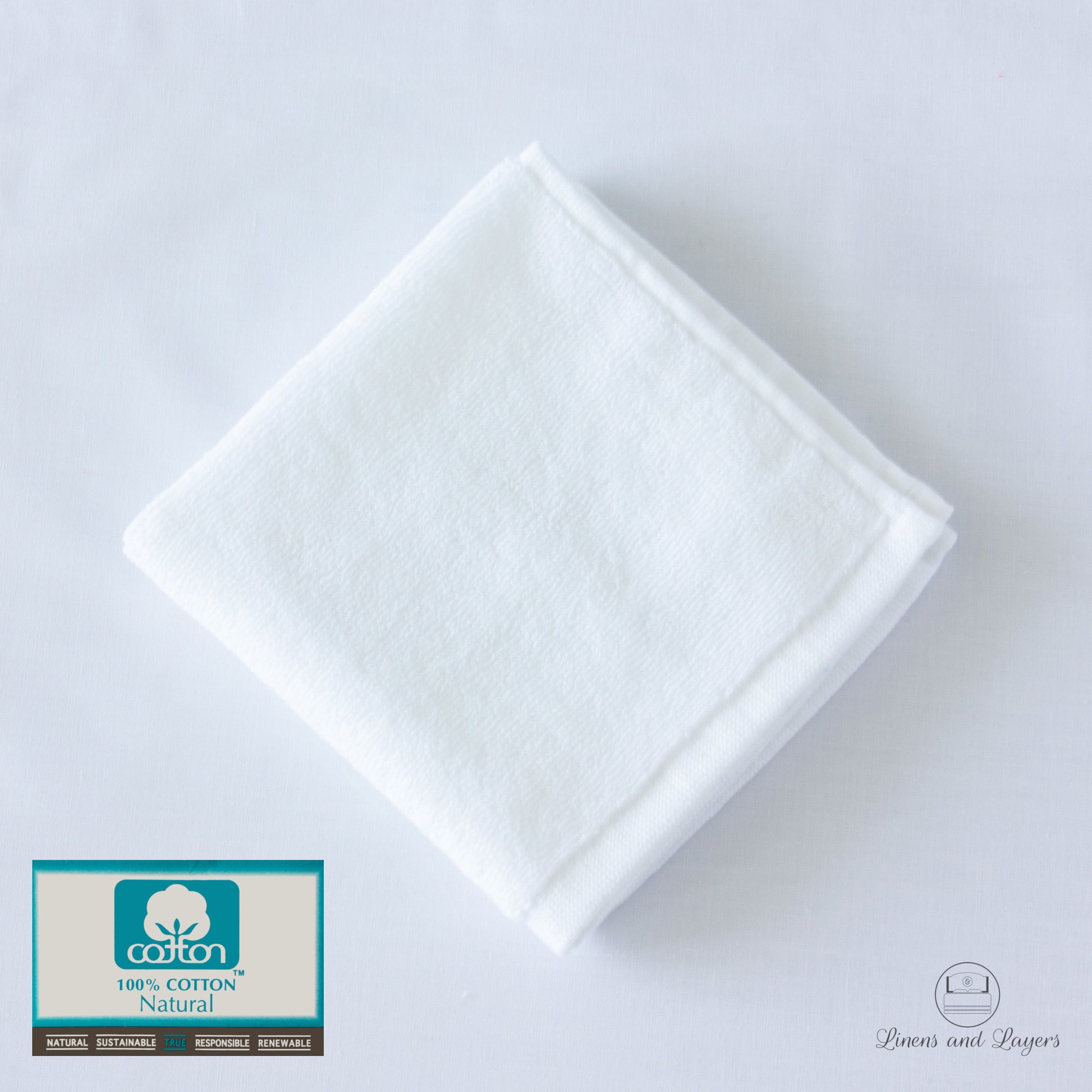 Hotel Quality White Face Towel (538 GSM) - Pure Cotton Terrycloth