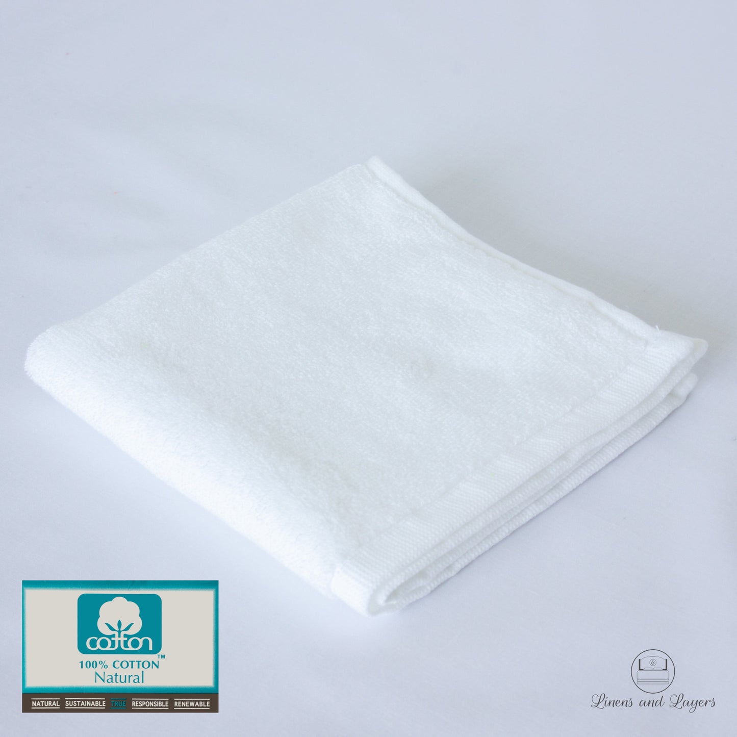 Hotel Quality White Face Towel (538 GSM) - Pure Cotton Terrycloth