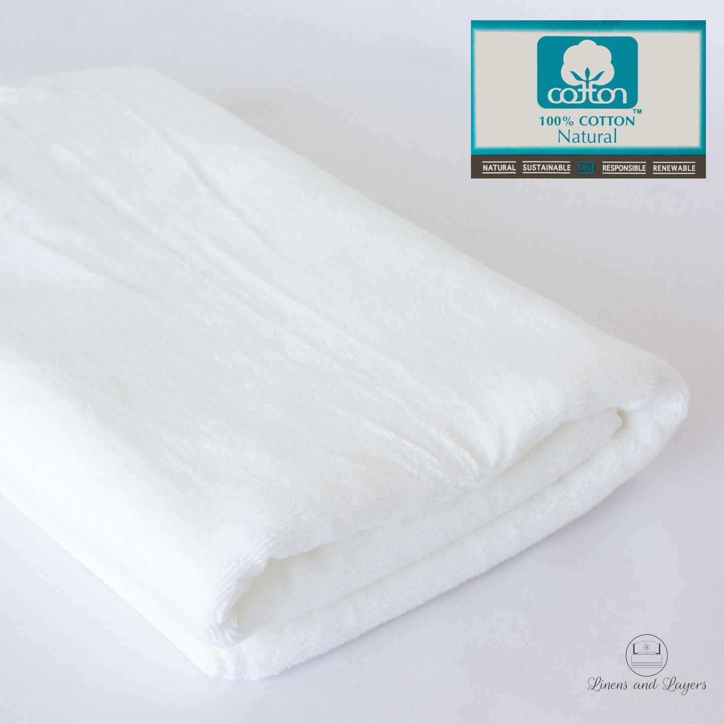 Hotel Quality White Bath Towel (553 GSM) - Pure Cotton Terrycloth - 27x55 inches