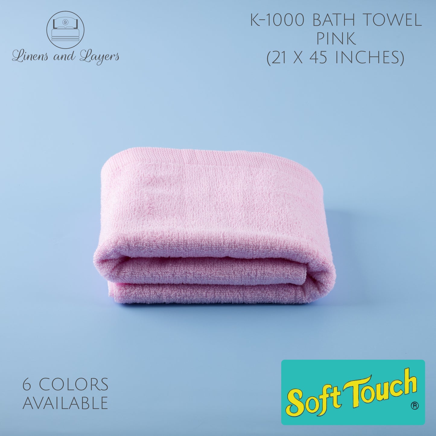 Soft Touch Bath Towel (295 GSM) -  K1000 Terrycloth - 21x45 inches