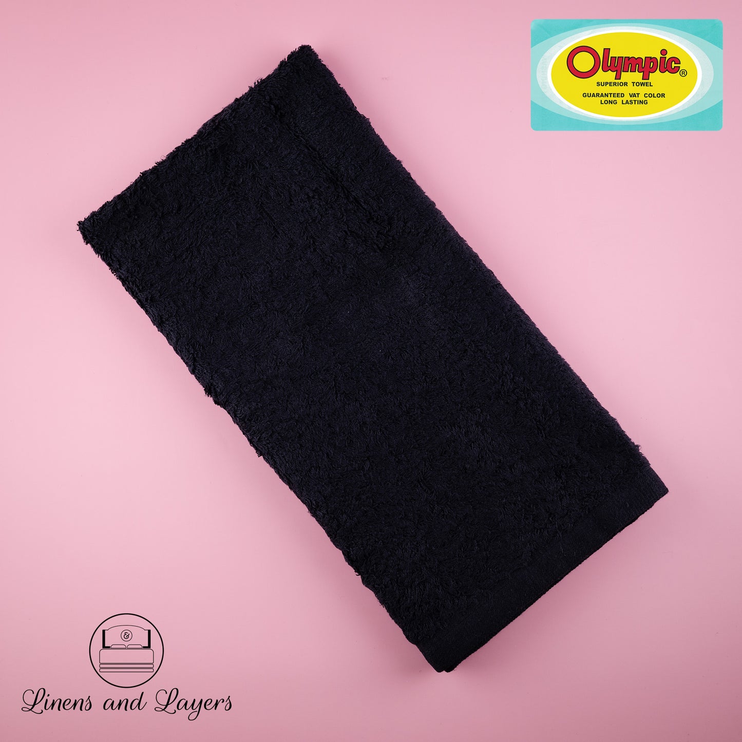 Olympic Black Hand Towel / Salon Towel / Spa Towel (492 GSM) - DK-1427 Terrycloth - 14x27 inches