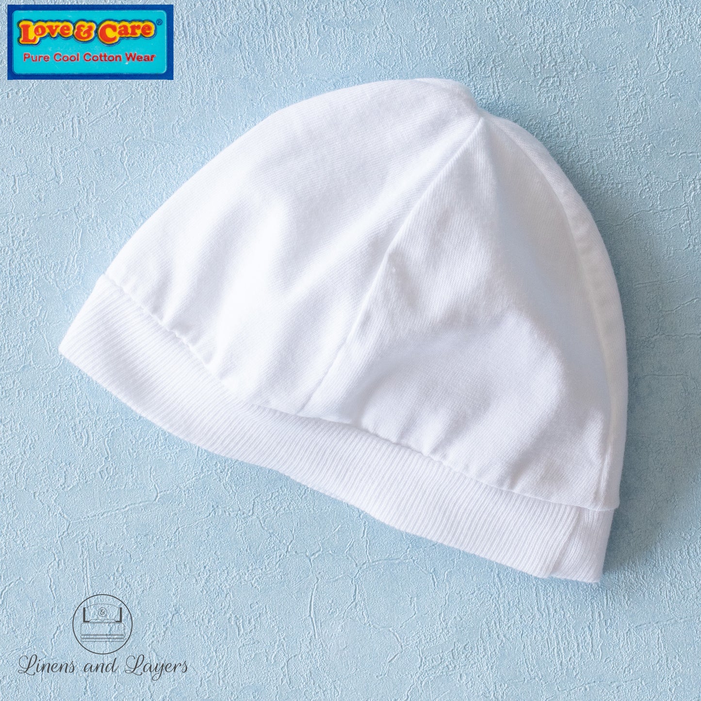 Love & Care - White Pure Cotton Newborn Baby Bonnet